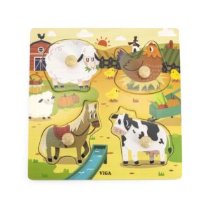 44592 WOODEN PUZZLE KNOB - FARM