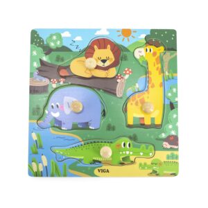 44593 PUZZLE W KNOB - WILD ANIMAL