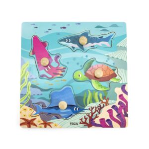 44594 PUZZLE W KNOB - SEA ANIMALS